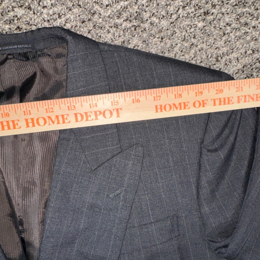 Vintage Pierre Balmain 46L Gray Pinstripe Double Breasted Blazer Suit Jacket - Picture 3 of 8